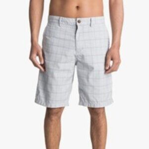 Hurley Flat Front Cotton Shorts 4 pockets size 34 Beige and grey check